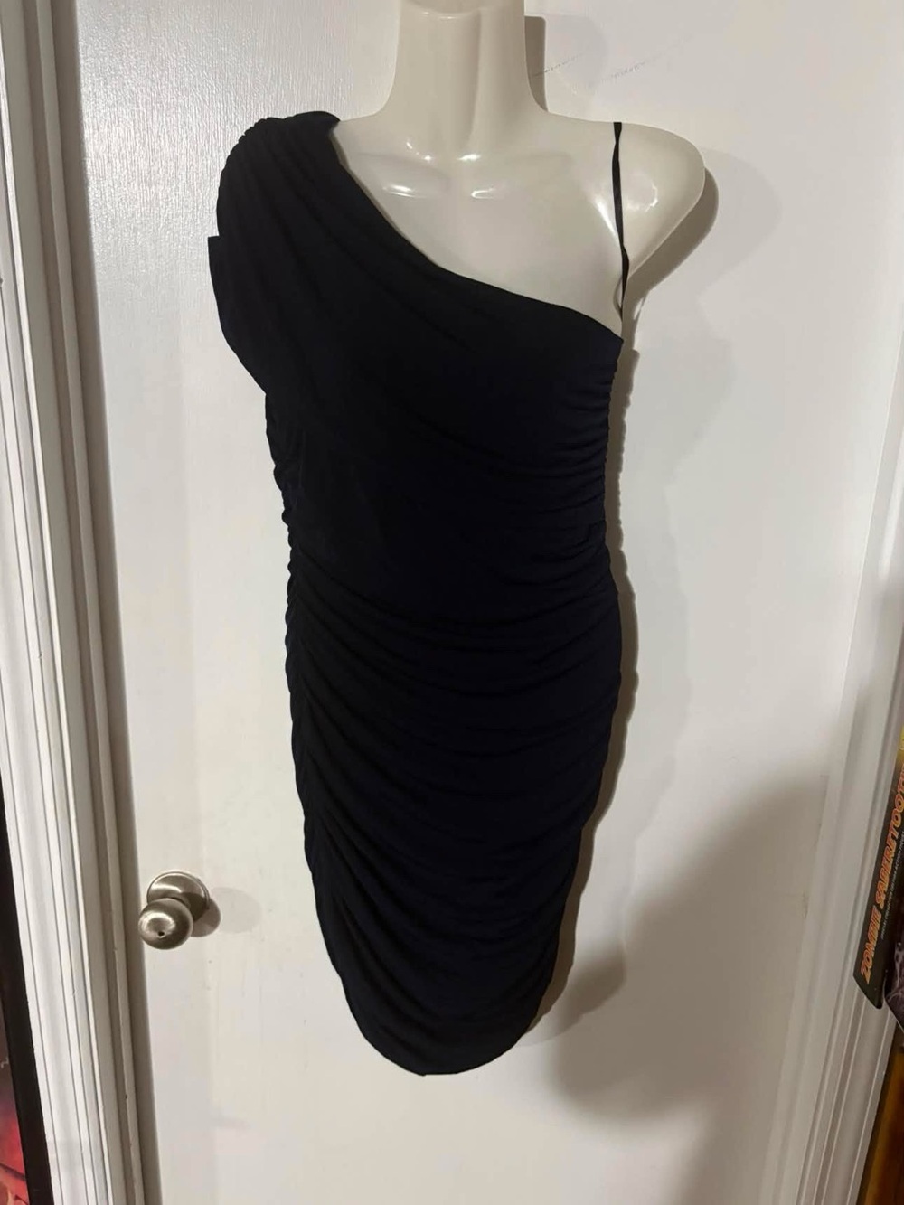 Sweet Storm One-Shoulder Ruched Dark Navy Cocktail Dress